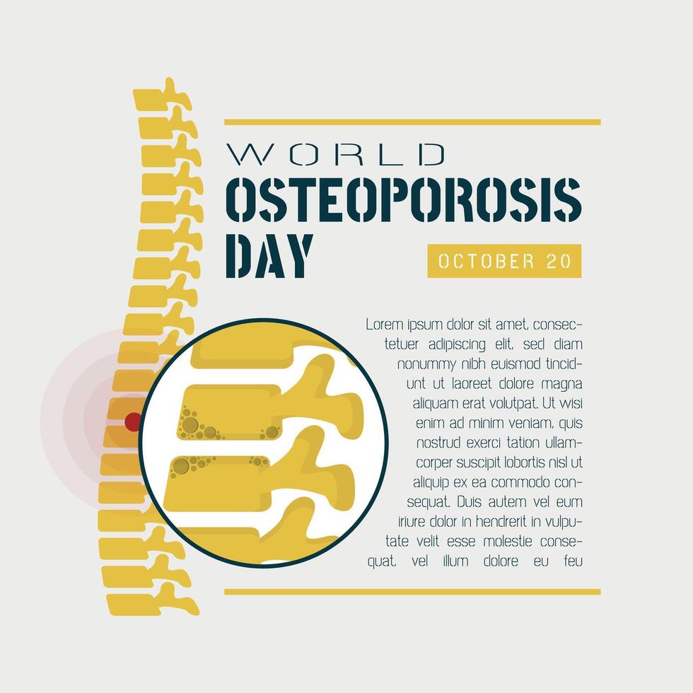 World Osteoporosis Day Template with osteoporosis in the spine vector