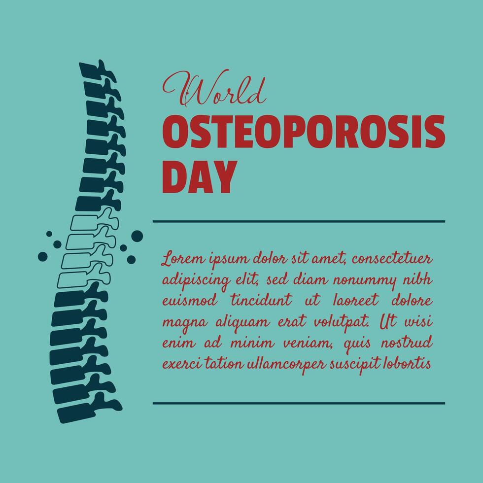 World Osteoporosis Day Template with loss of vertebrae in the spine due to osteoporosis vector