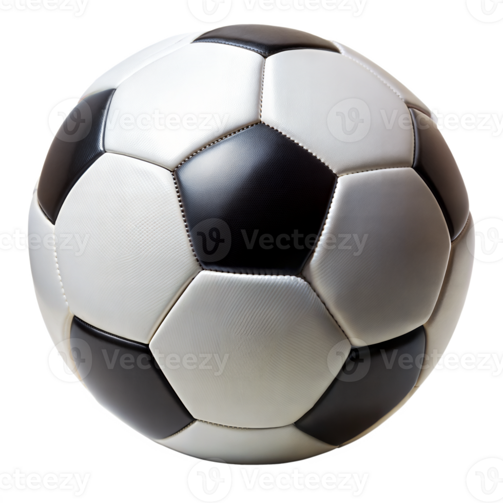 A white and black soccer ball isolated on transparent background png