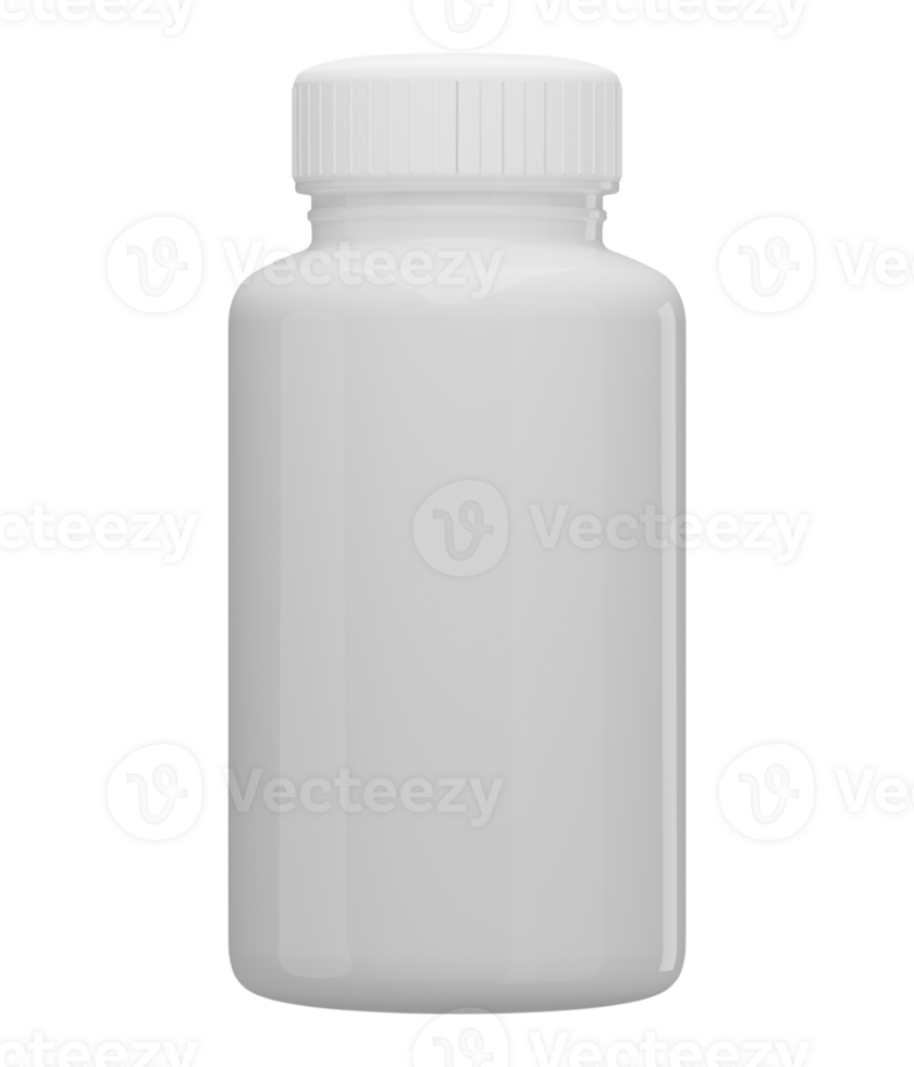 Realistic Medicine Bottle Pill White Color Mockup 3D Rendered png