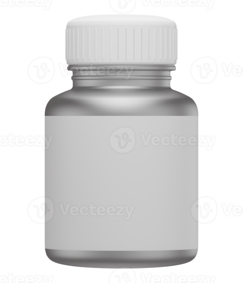 PLastic White Bottle Pill Medecine Mockup Isolated 3D Rendered png