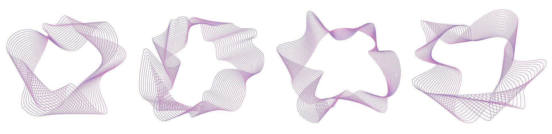 Abstract flowing wavy lines circle ring with rainbow gradient color. Dynamic amorphous shapes, frame border. Round wave fluctuations. Blend design element vector