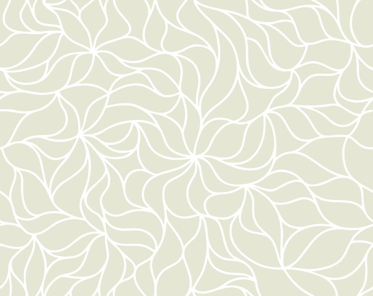 Curly waves tracery, curved lines, stylized abstract petals pattern. Seamless leaf background. Beige outline white texture. Organic wallpapers for printing on paper or fabric vector