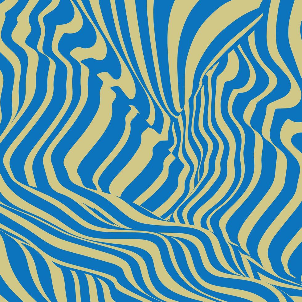 Psychedelic optical illusion pattern. Abstract dynamical rippled, stripes texture, digital colored wallpaper. Hypnotic surreal abstract background vector