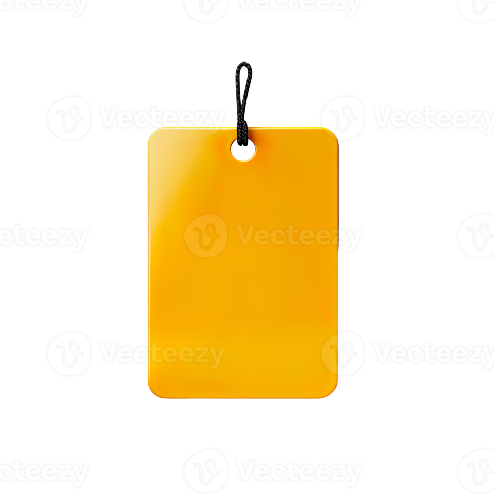 Blank yellow paper price tag isolated on transparent background png