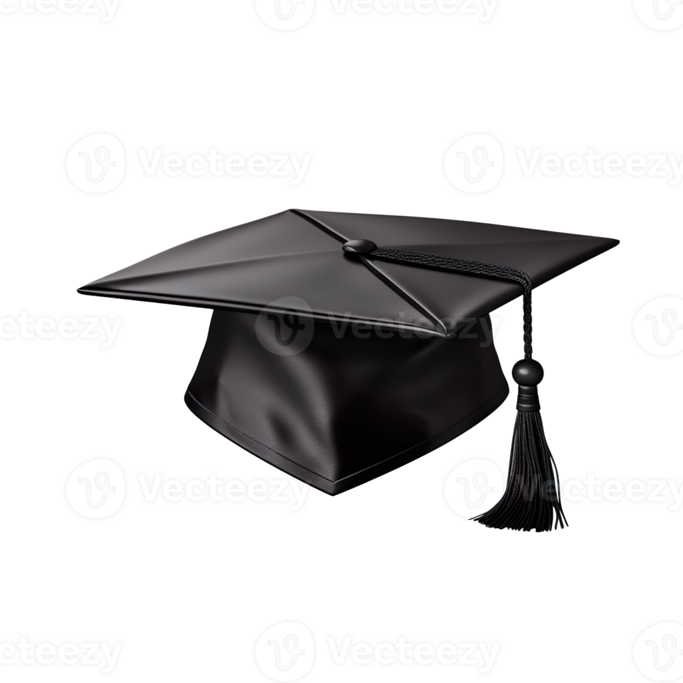 Black graduation cap isolated on transparent background png