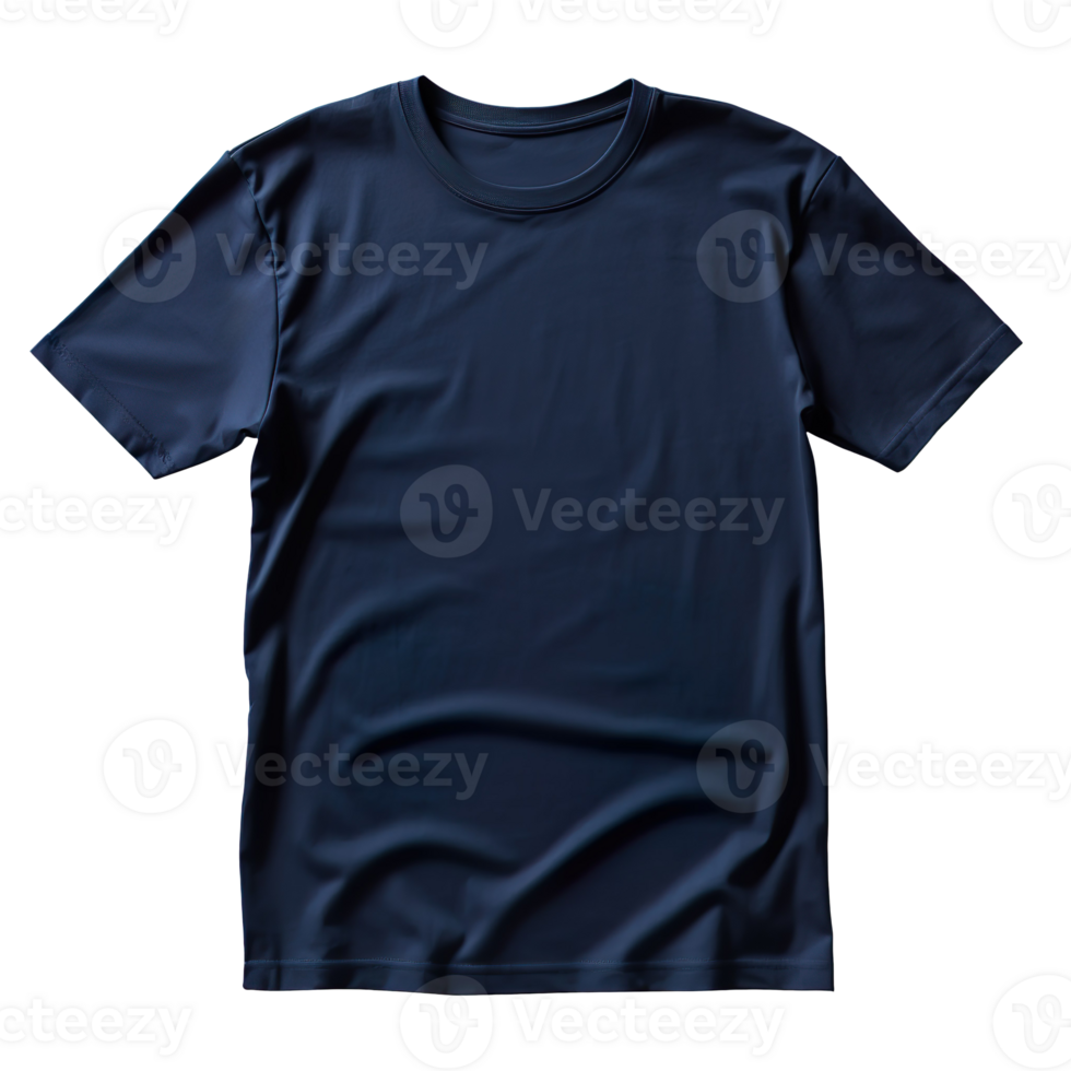 blank navy blue t shirt isolated on transparent background png