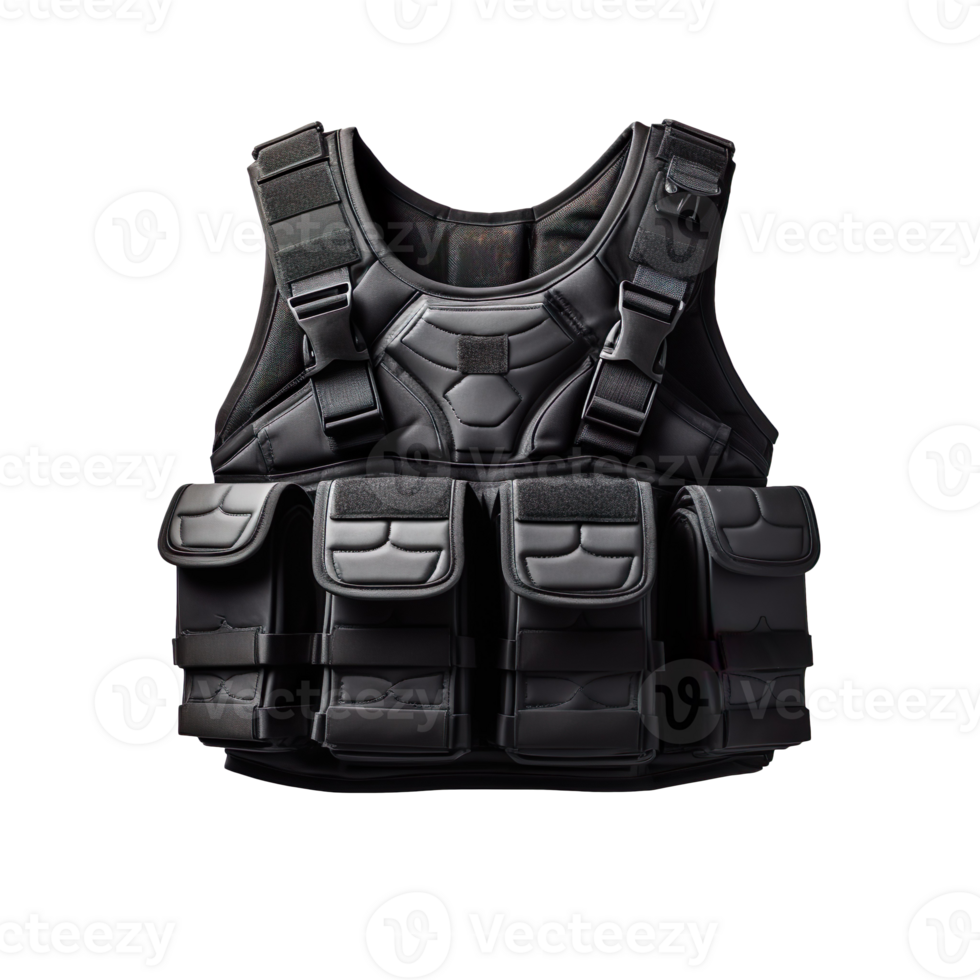 black bulletproof vest isolated on transparent background png