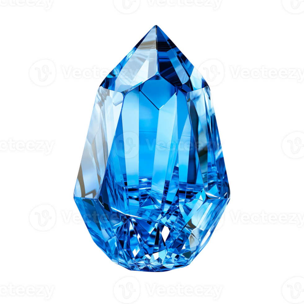 Blue crystal gem isolated on transparent background png