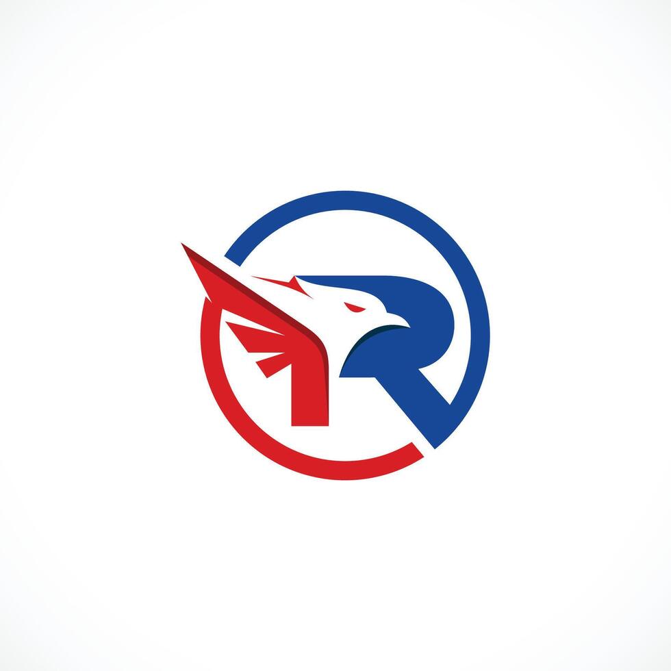 Initial R Letter Eagle Logo Icon with Creative Eagle Head . vector