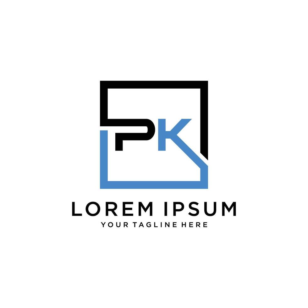 PK initial rectangle logo template vector
