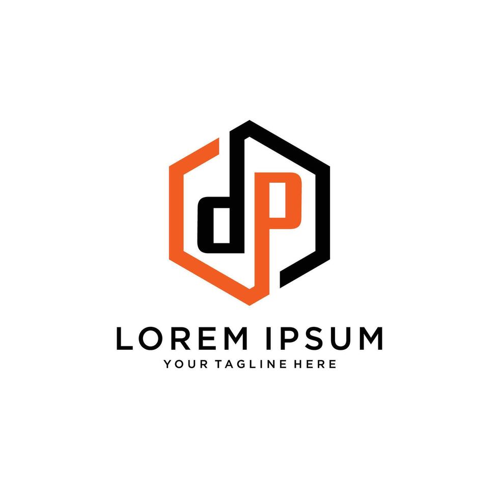 DP letter icon hexagon shape vector