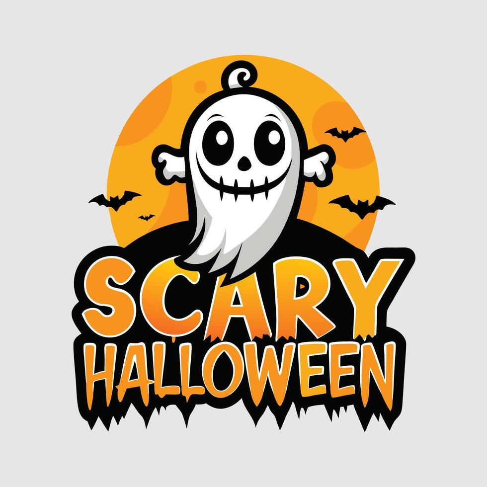 Halloween T-shirt design costume template. Happy Halloween scary trendy vector