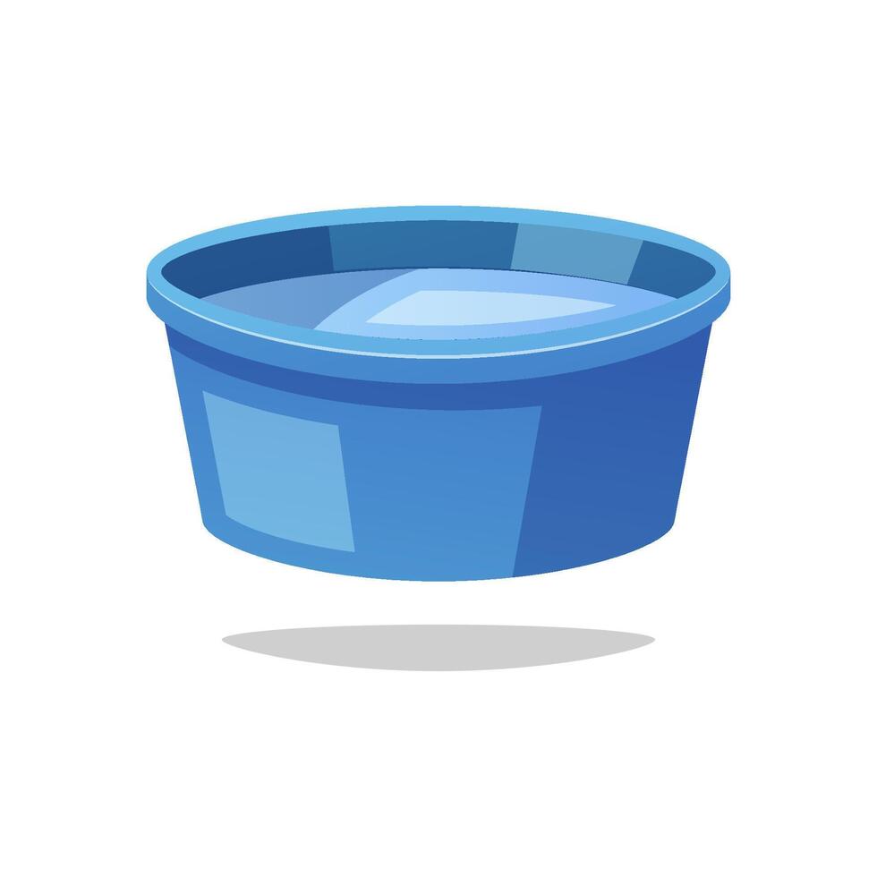 Plastic basin full of water isolated on white background. vector