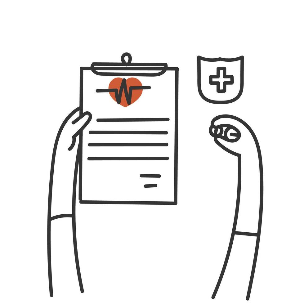 a hand holding a clipboard with a heart on it vector