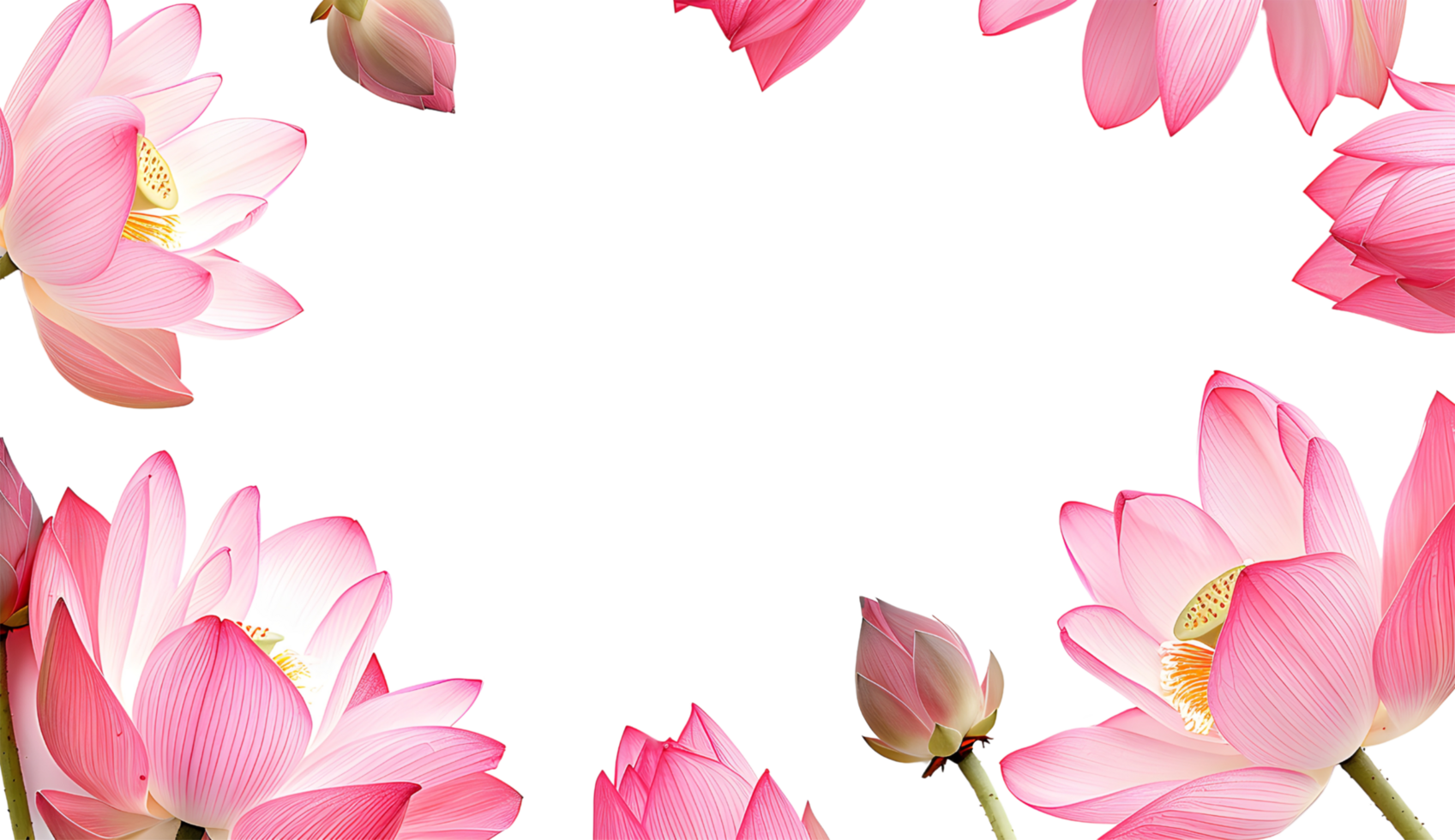 Pink lotus flower frame png