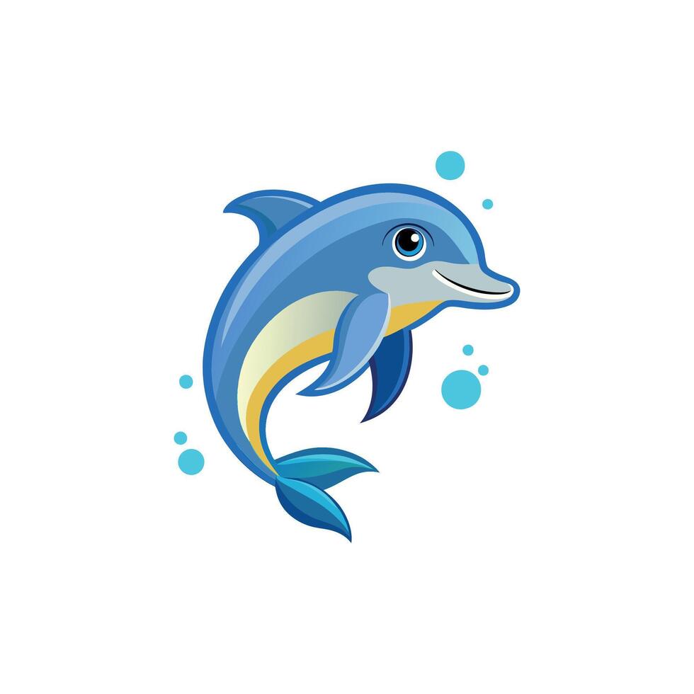 colorful dolphinfish art illustration icon design vector