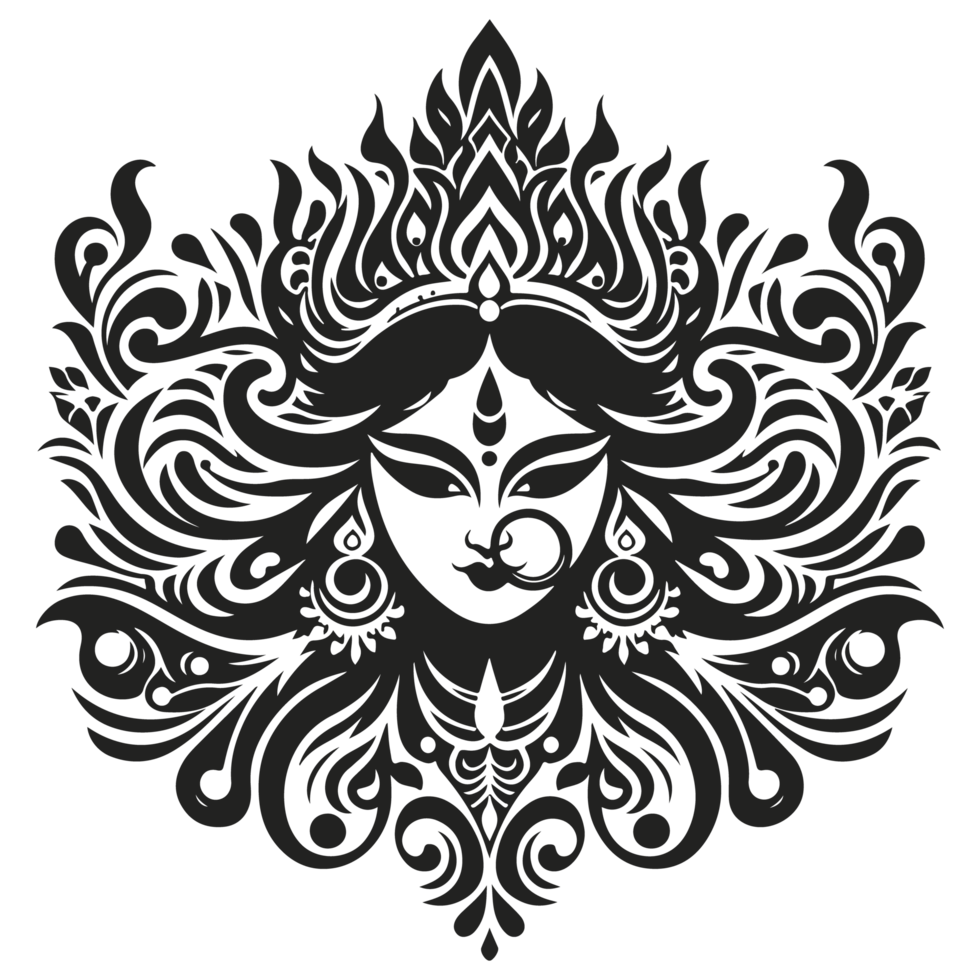 The Silhouette Art of Goddess Durga Puja png