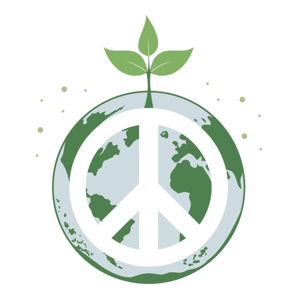 peace symbol illustration with leaves. Eco concept vector