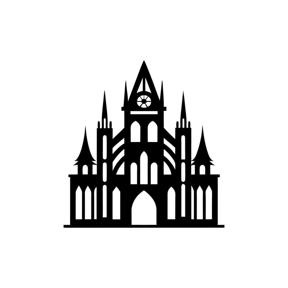 nice and beautiful black icon gothic architecture house vector