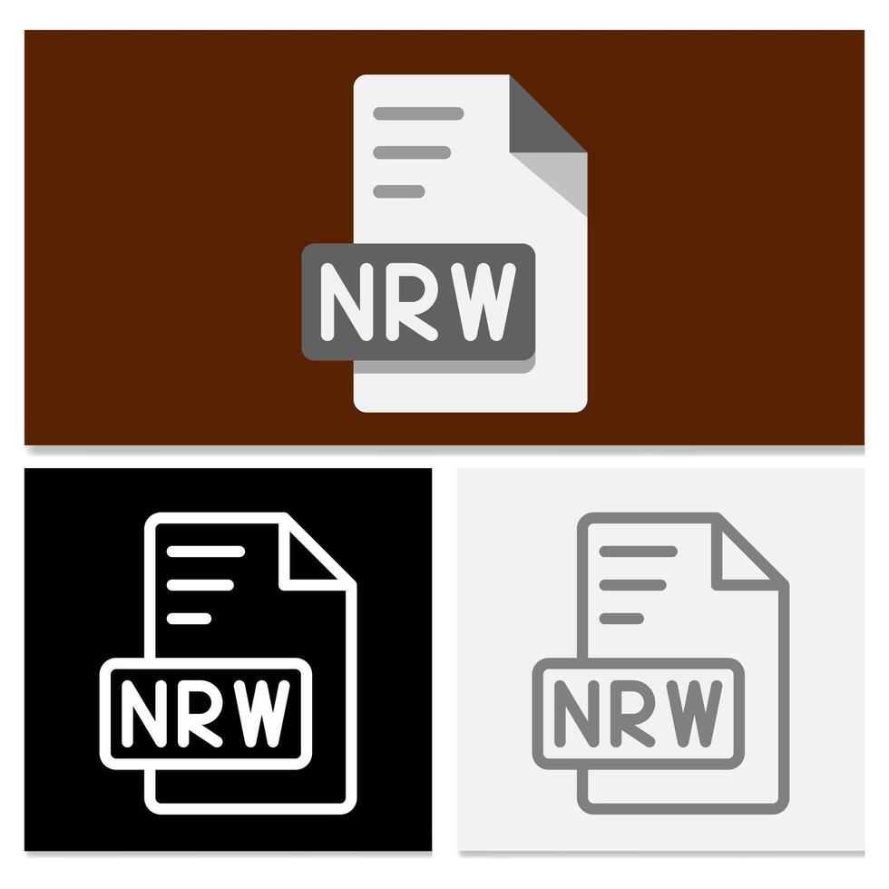 Set Nrw document file format. Comprehensive collection of flat file icons for developers. Can be used for websites, UI and interfaces. vector
