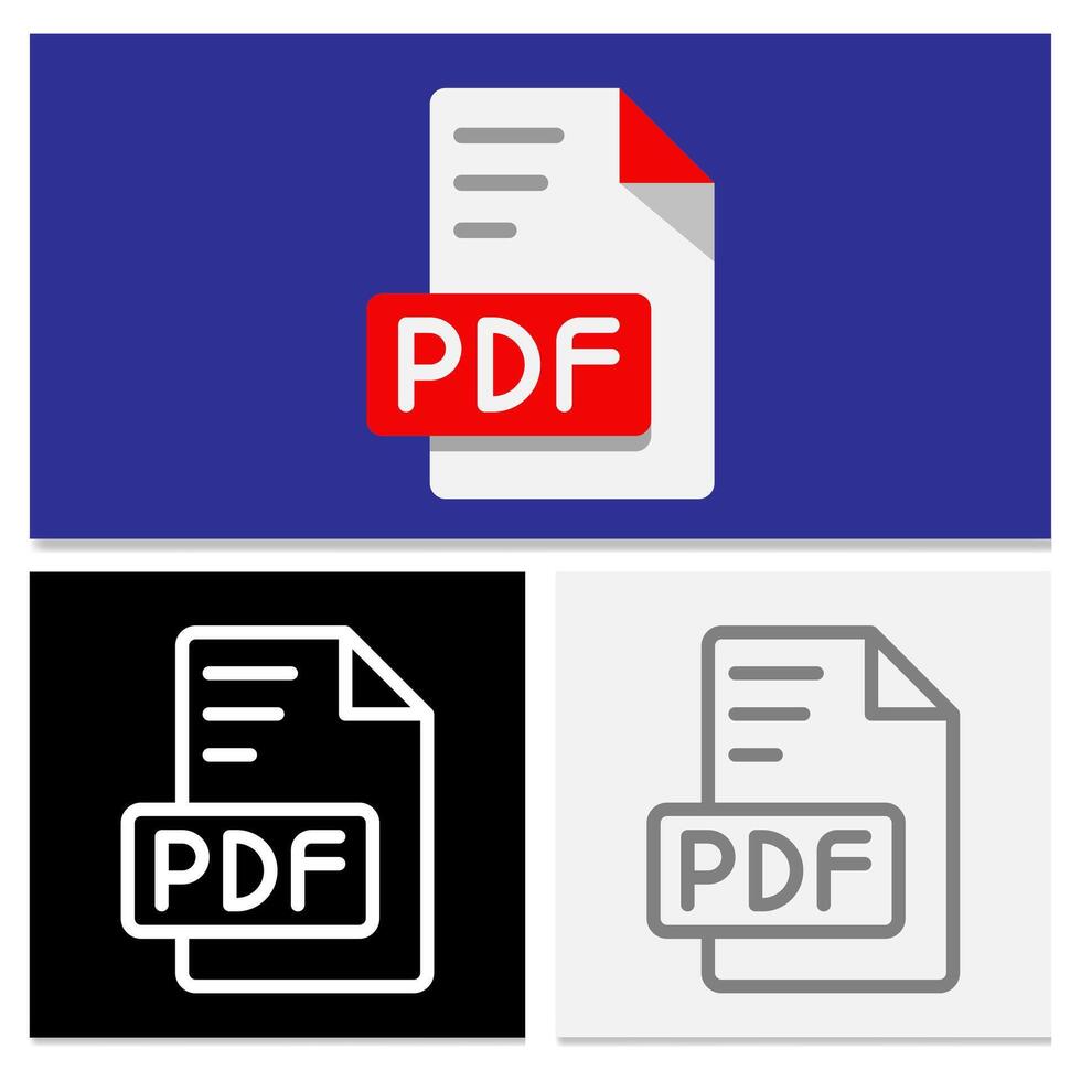 Pdf document file format. Set of file type flat icons for creative design. Can be used for websites, UI and interfaces. vector