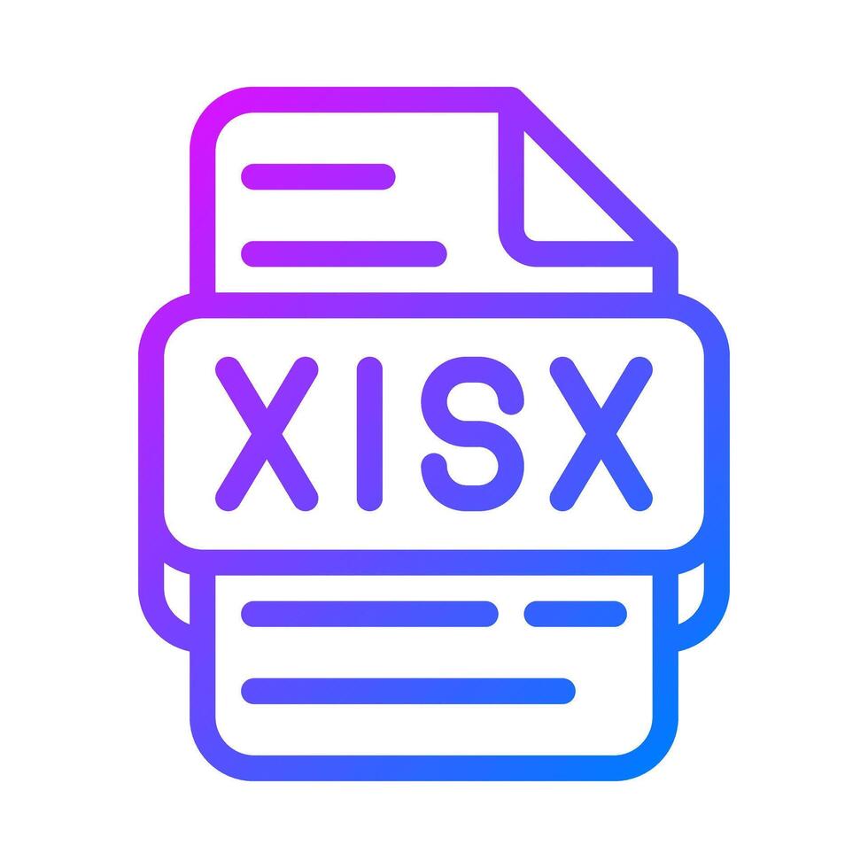 Xlsx document format file type icon. gradient database icons for tech interfaces. illustration. vector