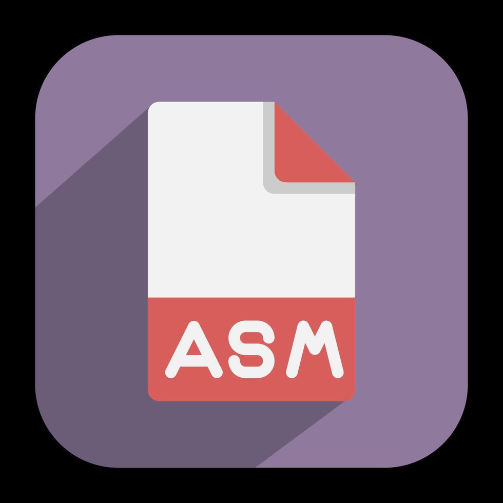 Asm document flat icons. extension, format, file type symbol icon. illustration. vector