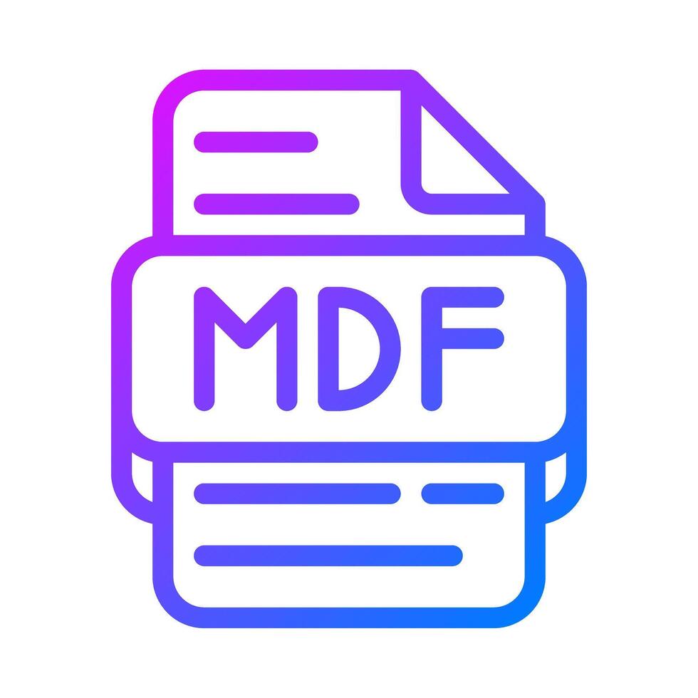 Mdf document format file type icon. database icons with modern gradient style. illustration. vector