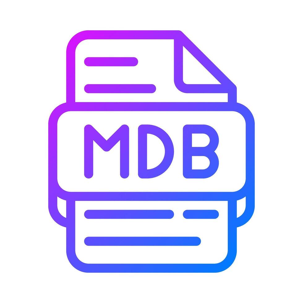 Mdb document format file type icon. sleek gradient icons for database systems. illustration. vector
