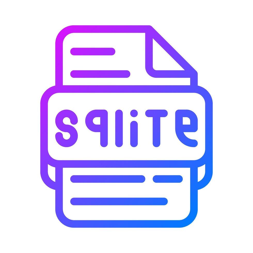 Sqlite document format file type icon. database and file type gradient icons. illustration. vector