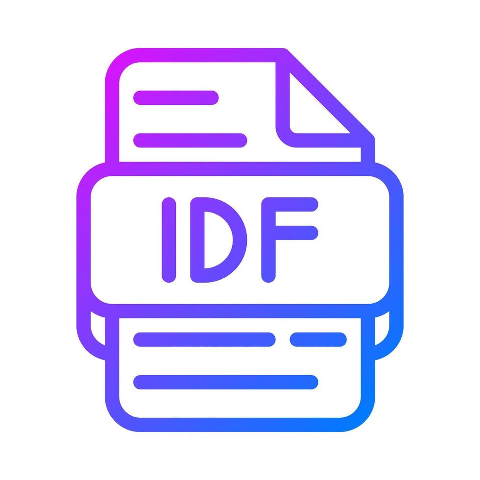 Idf document format file type icon. database gradient icons for digital Use. illustration. vector