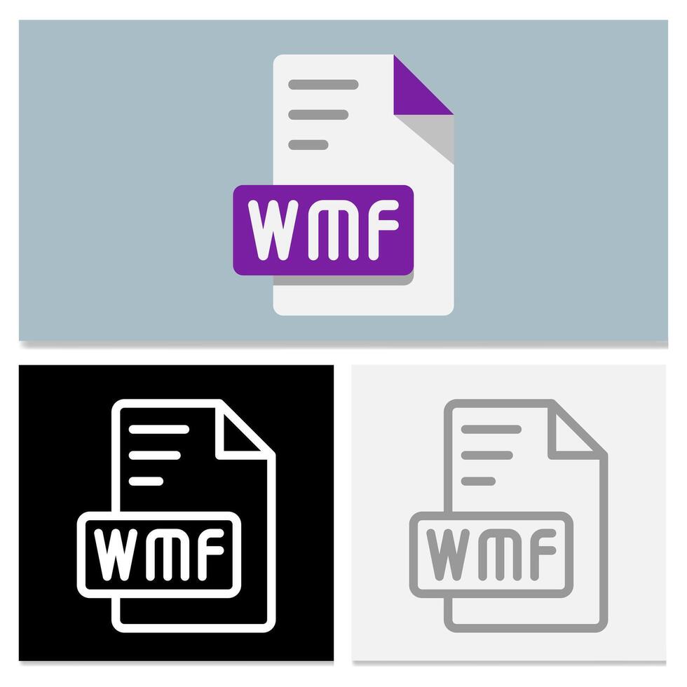 Set Wmf document file format. file type flat icon for digital and software applications. Can be used for websites, UI and interfaces. vector
