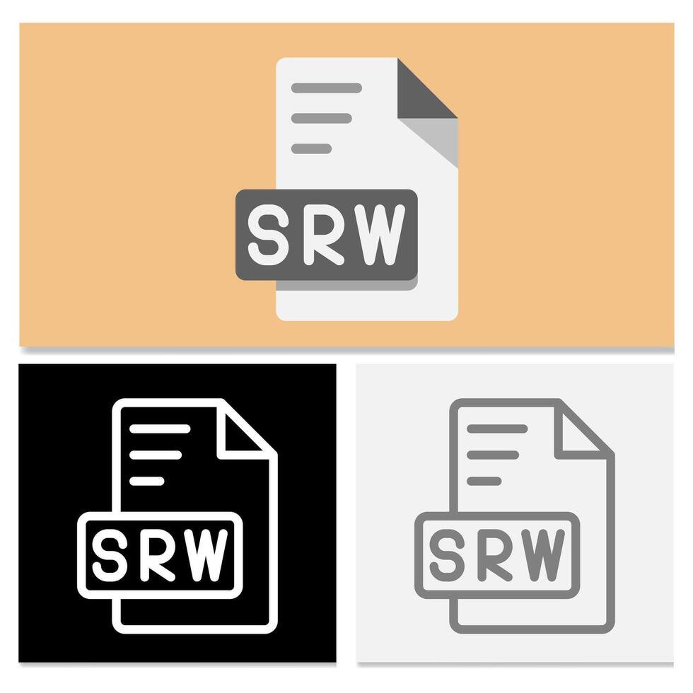 Srw document file format. file type flat icon for innovative digital projects. Can be used for websites, UI and interfaces. vector