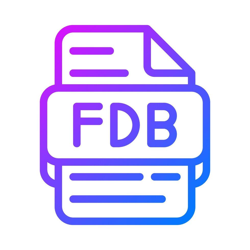Fdb document format file type icon. gradient database file type icons. illustration. vector