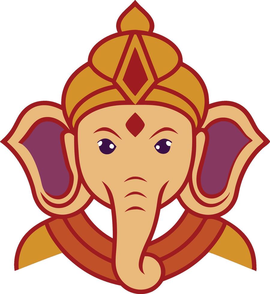 Lord Ganesh head logo illustration artwork on white background vector