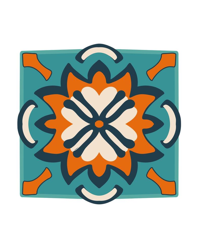 the ornamental ceramic tile, geometric ancient texture design vector