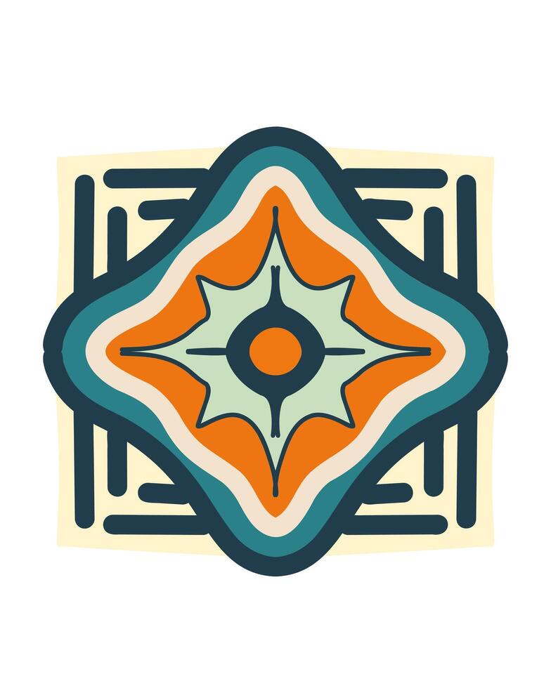 the geometric ornamental texture design of a retro ceramic tile vector