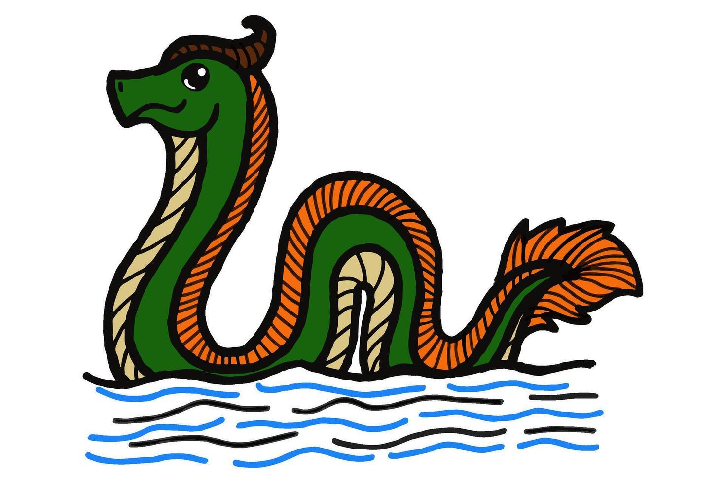 Cartoon Sea Dragon On Water vector