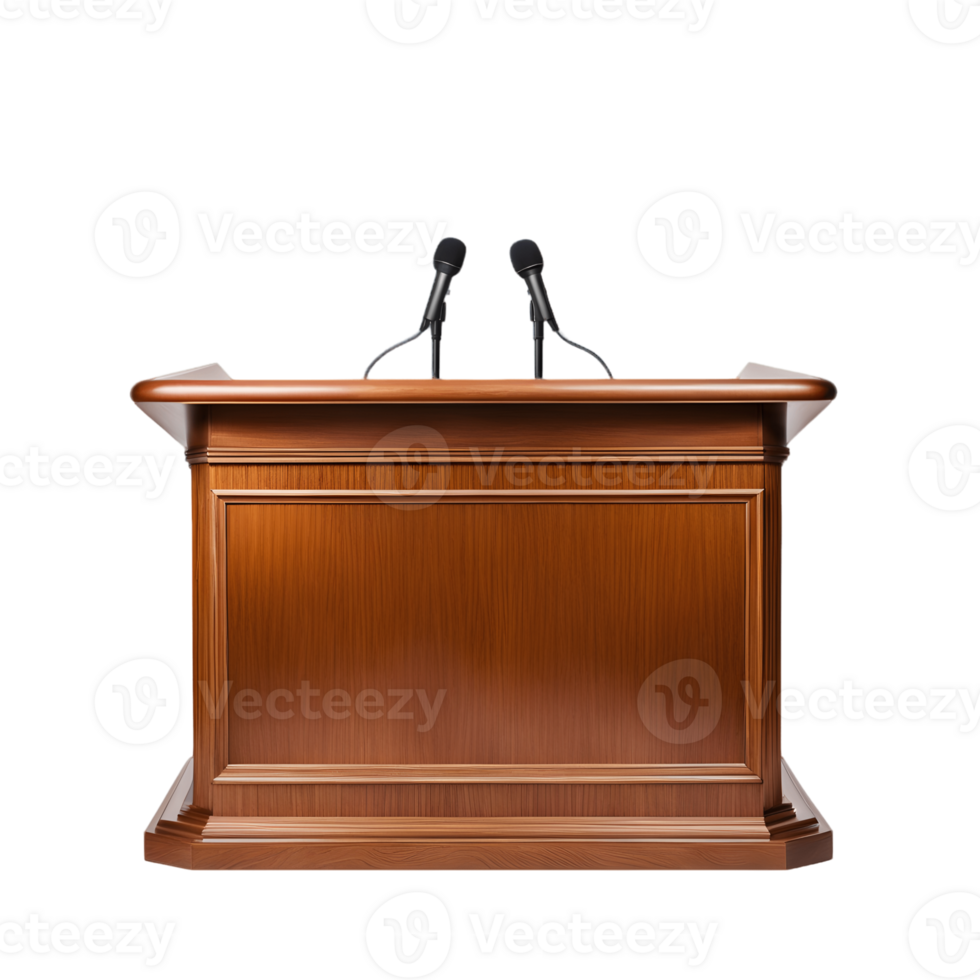Lectern with Microphones isolated on transparent background png