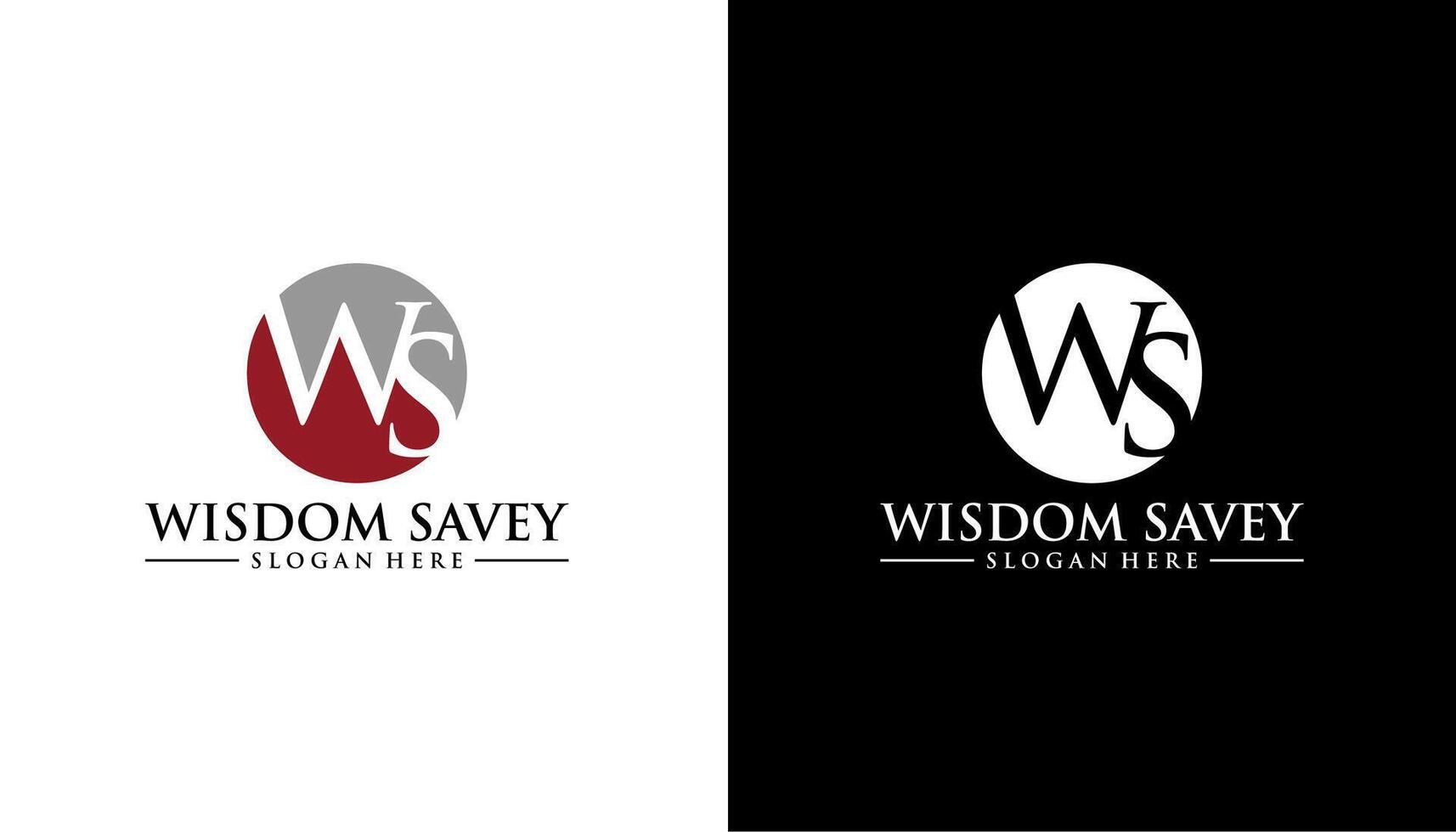 letter WS logo design on white and black background. vector