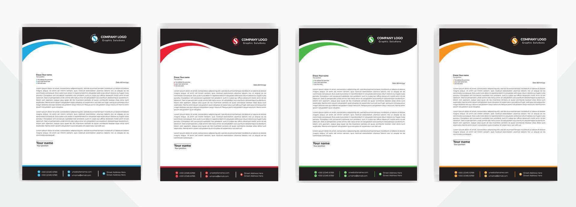 Letterhead format template, business style letterhead design template. Company letterhead template designs. vector