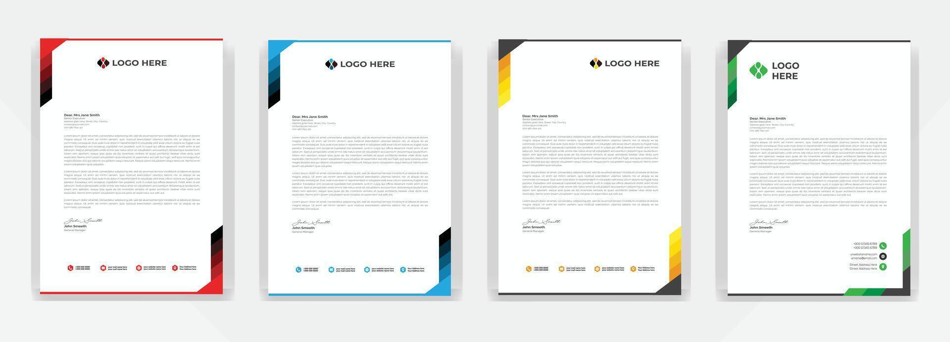 Clean corporate letterhead template design, Modern letterheads design template, Professional company letterheads template for business and project. vector