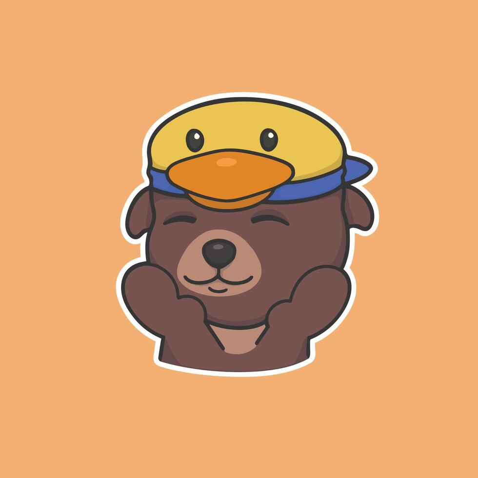 Cute Bear Sticker Cute Illustration vector