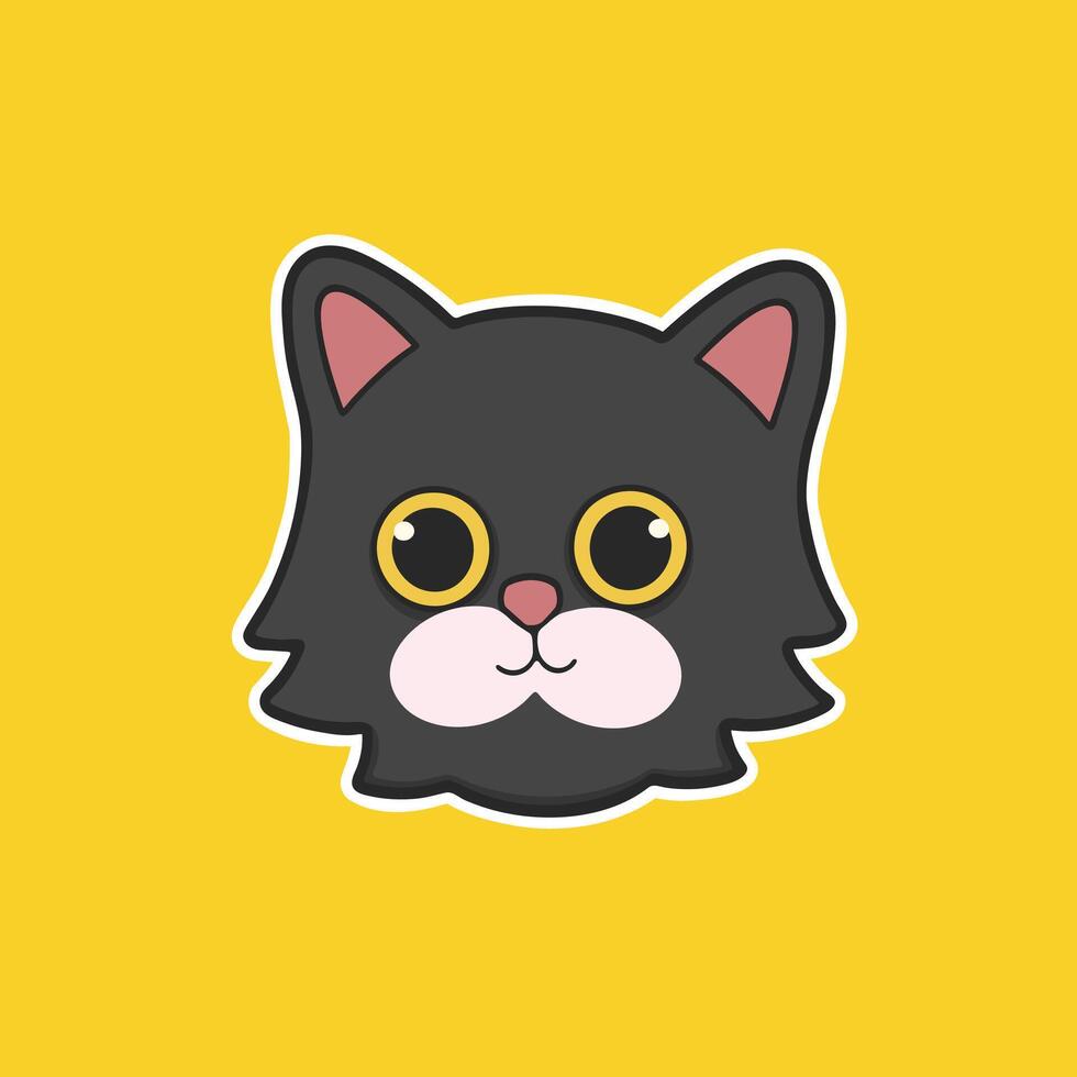 Black Cat Sticker Cute Illustration vector