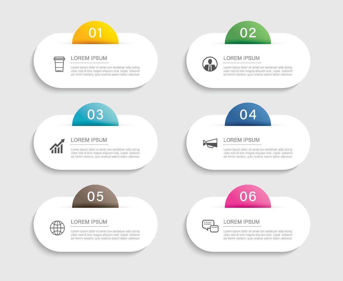 6 data infographics tab paper index template. Illustration abstract background. vector