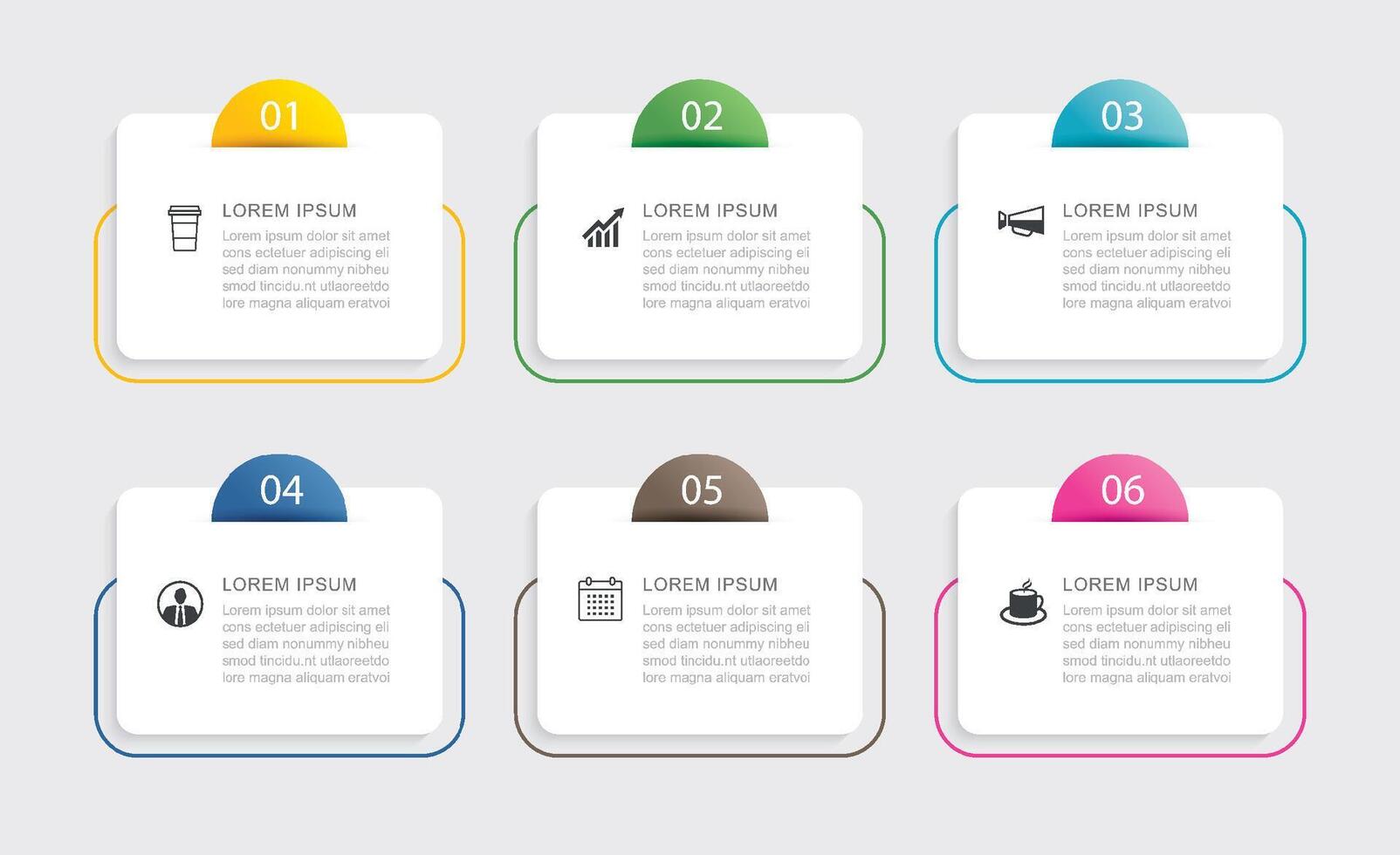 6 data infographics tab paper index template. Illustration business abstract background. vector