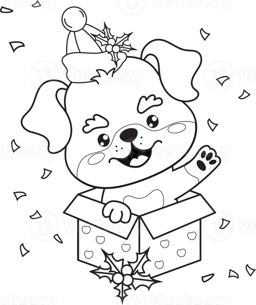 Christmas puppy in gift box png