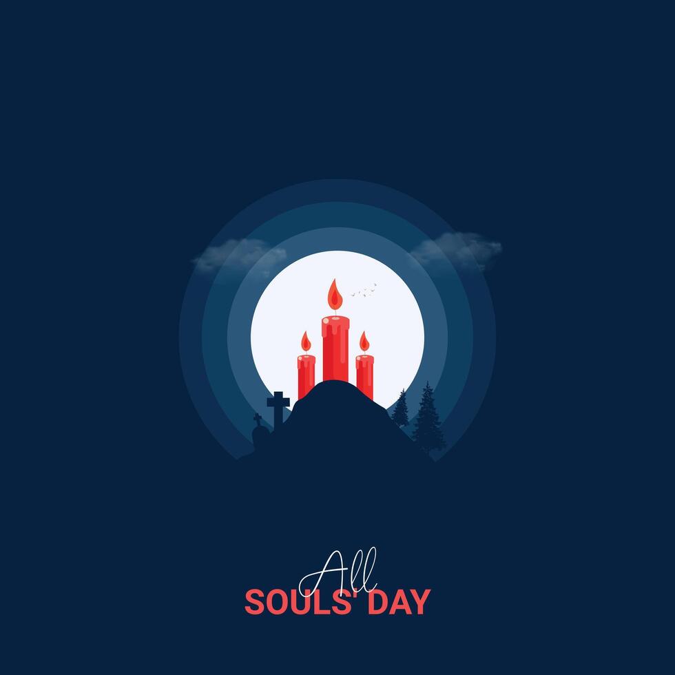 All Soul's Day Creative for social media post. 3D illustration. vector