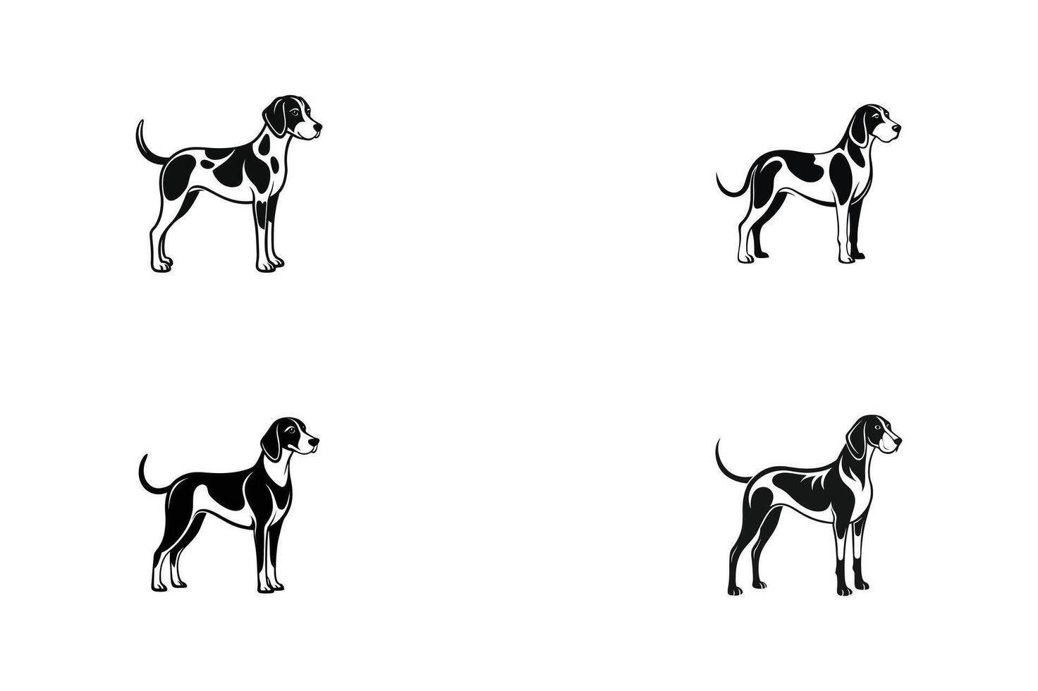 set of Coonhound dog , silhouette vector